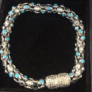 NEW Vintage Bold Solid Sterling Robbins Egg Blue Turquoise Bracelet